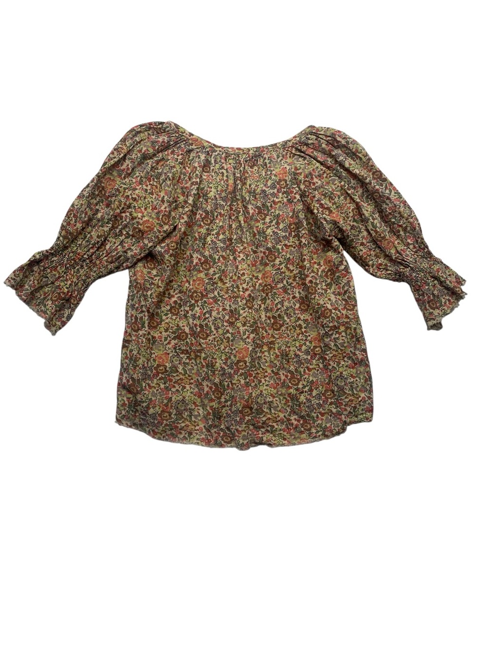 Natural Life size XS Floral Ruffle tie Neck Women's Top Multicolor boho flower - Picture 9 of 9